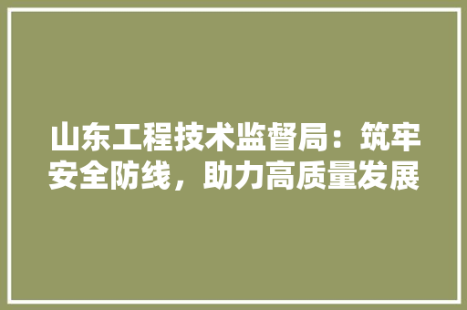 山东工程技术监督局：筑牢安全防线，助力高质量发展 现代风格装饰