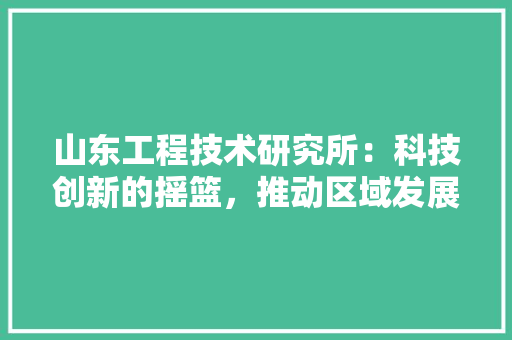 山东工程技术研究所：科技创新的摇篮，推动区域发展的引擎 现代风格装饰