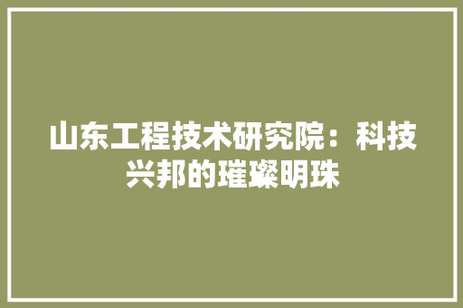 山东工程技术研究院：科技兴邦的璀璨明珠 现代风格装饰