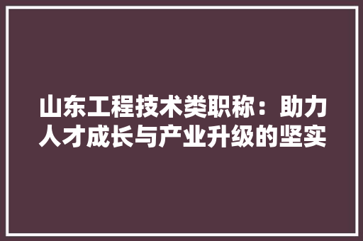 山东工程技术类职称：助力人才成长与产业升级的坚实阶梯
