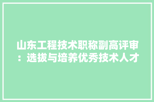 山东工程技术职称副高评审：选拔与培养优秀技术人才的关键环节 现代风格装饰