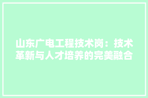 山东广电工程技术岗：技术革新与人才培养的完美融合 现代风格装饰