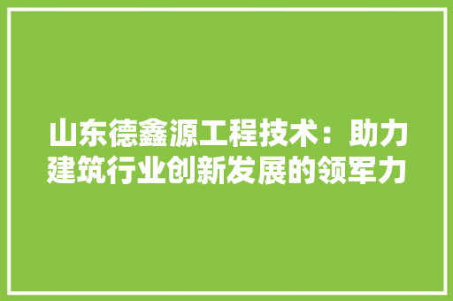 山东德鑫源工程技术：助力建筑行业创新发展的领军力量 现代风格装饰