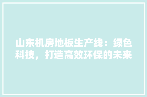 山东机房地板生产线：绿色科技，打造高效环保的未来 现代风格装饰