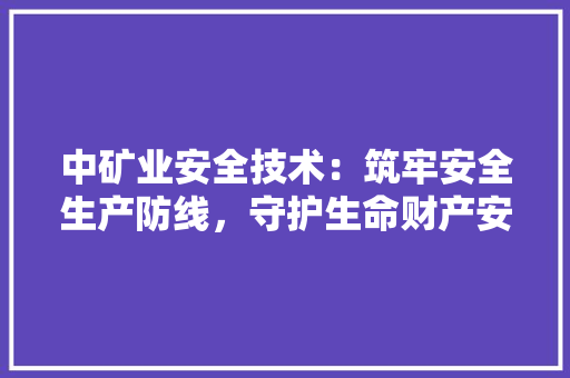 中矿业安全技术：筑牢安全生产防线，守护生命财产安全 家居装修