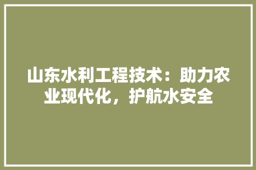 山东水利工程技术：助力农业现代化，护航水安全 现代风格装饰