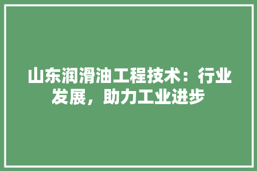 山东润滑油工程技术：行业发展，助力工业进步 现代风格装饰