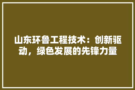 山东环鲁工程技术：创新驱动，绿色发展的先锋力量 现代风格装饰