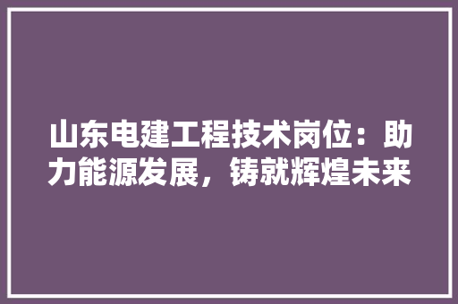 山东电建工程技术岗位：助力能源发展，铸就辉煌未来 现代风格装饰