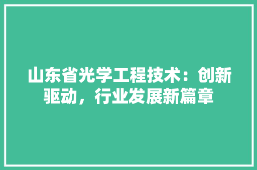 山东省光学工程技术：创新驱动，行业发展新篇章 现代风格装饰