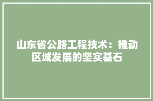 山东省公路工程技术：推动区域发展的坚实基石 现代风格装饰