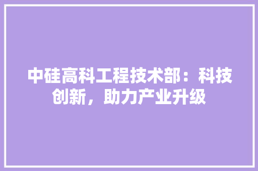 中硅高科工程技术部：科技创新，助力产业升级 家居装修