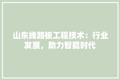 山东线路板工程技术：行业发展，助力智能时代 现代风格装饰