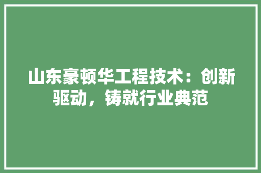 山东豪顿华工程技术：创新驱动，铸就行业典范 现代风格装饰