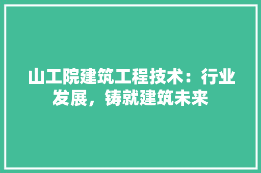 山工院建筑工程技术：行业发展，铸就建筑未来 现代风格装饰
