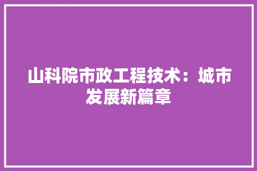 山科院市政工程技术：城市发展新篇章 现代风格装饰