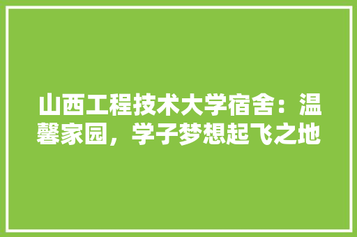 山西工程技术大学宿舍：温馨家园，学子梦想起飞之地 现代风格装饰