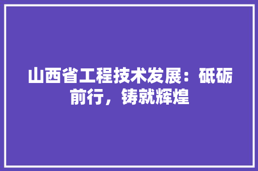 山西省工程技术发展：砥砺前行，铸就辉煌 现代风格装饰
