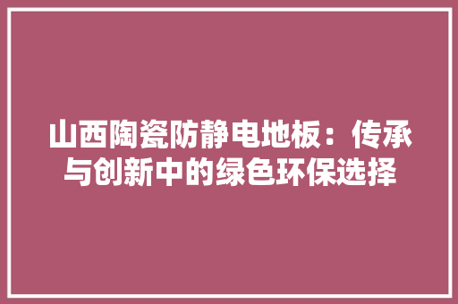 山西陶瓷防静电地板：传承与创新中的绿色环保选择 现代风格装饰