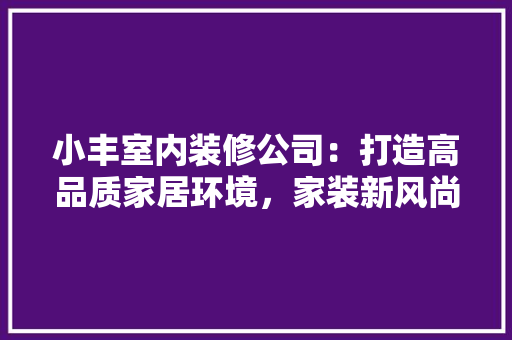 小丰室内装修公司：打造高品质家居环境，家装新风尚 现代风格装饰