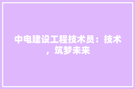 中电建设工程技术员：技术，筑梦未来