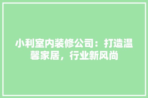 小利室内装修公司：打造温馨家居，行业新风尚 现代风格装饰