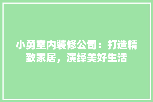 小勇室内装修公司：打造精致家居，演绎美好生活 现代风格装饰