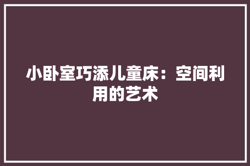 小卧室巧添儿童床：空间利用的艺术 现代风格装饰