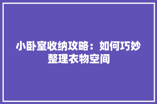 小卧室收纳攻略：如何巧妙整理衣物空间 现代风格装饰