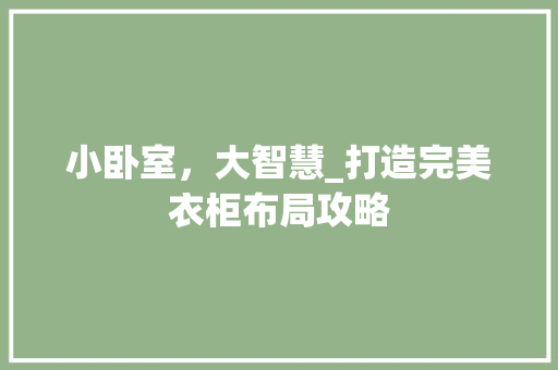 小卧室，大智慧_打造完美衣柜布局攻略 现代风格装饰