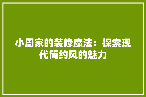 小周家的装修魔法：探索现代简约风的魅力 现代风格装饰