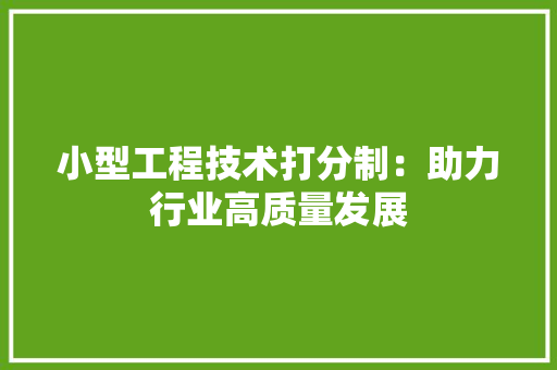 小型工程技术打分制：助力行业高质量发展 现代风格装饰