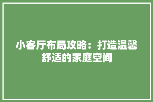 小客厅布局攻略：打造温馨舒适的家庭空间 现代风格装饰