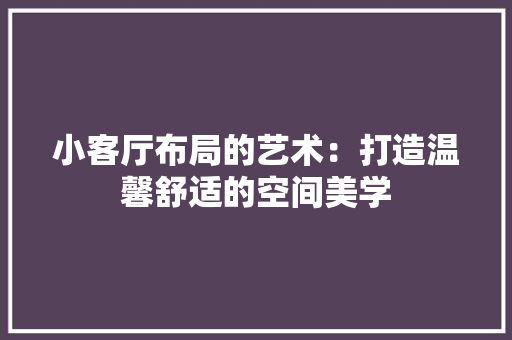 小客厅布局的艺术：打造温馨舒适的空间美学 现代风格装饰