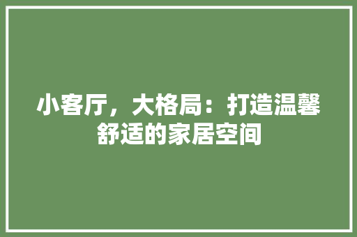 小客厅，大格局：打造温馨舒适的家居空间 现代风格装饰
