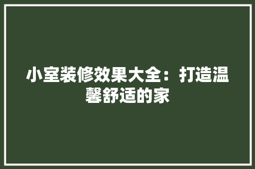 小室装修效果大全：打造温馨舒适的家 现代风格装饰