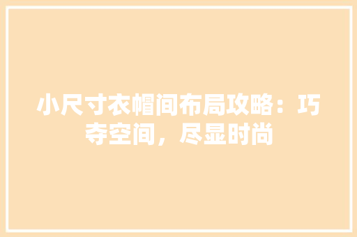 小尺寸衣帽间布局攻略：巧夺空间，尽显时尚 现代风格装饰