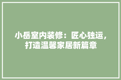 小岳室内装修：匠心独运，打造温馨家居新篇章 现代风格装饰