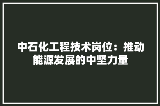 中石化工程技术岗位：推动能源发展的中坚力量 家居装修