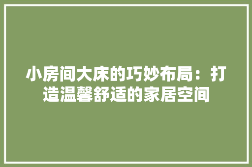 小房间大床的巧妙布局：打造温馨舒适的家居空间 现代风格装饰