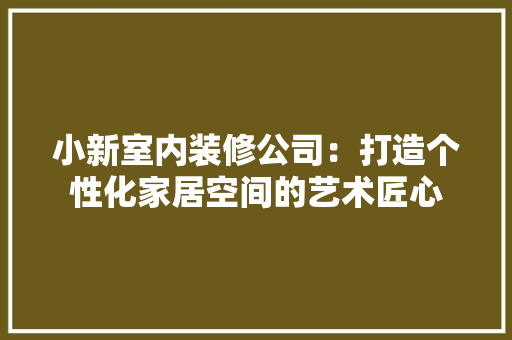 小新室内装修公司：打造个性化家居空间的艺术匠心 现代风格装饰