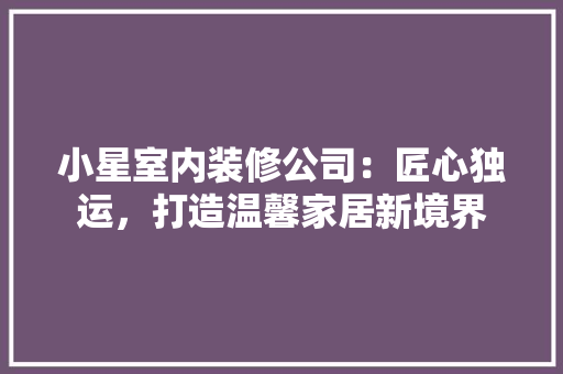 小星室内装修公司：匠心独运，打造温馨家居新境界 现代风格装饰