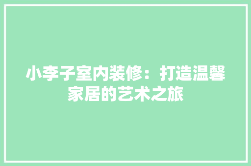 小李子室内装修：打造温馨家居的艺术之旅 现代风格装饰