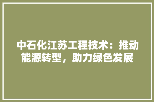 中石化江苏工程技术：推动能源转型，助力绿色发展 家居装修