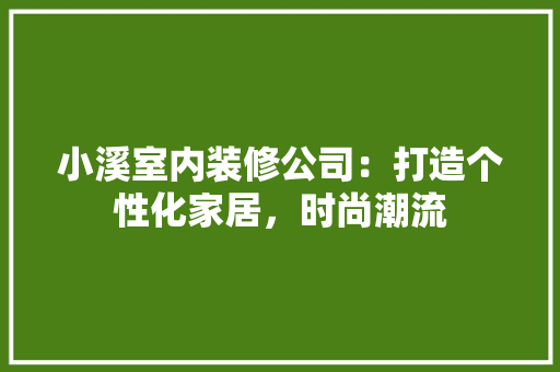 小溪室内装修公司：打造个性化家居，时尚潮流