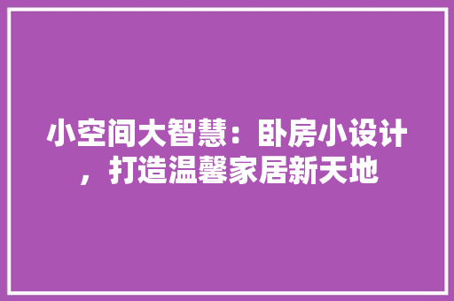 小空间大智慧：卧房小设计，打造温馨家居新天地 现代风格装饰