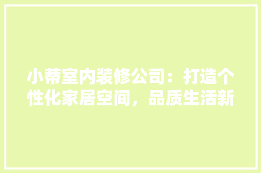 小蒂室内装修公司：打造个性化家居空间，品质生活新潮流 现代风格装饰