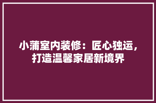 小蒲室内装修：匠心独运，打造温馨家居新境界 现代风格装饰