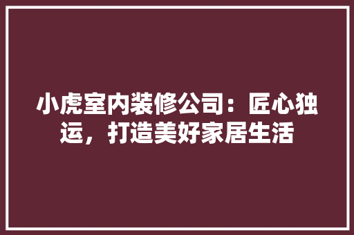 小虎室内装修公司：匠心独运，打造美好家居生活 现代风格装饰