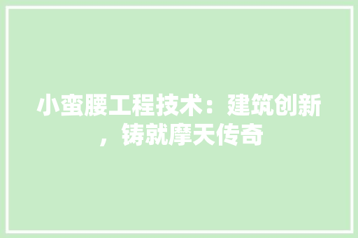 小蛮腰工程技术：建筑创新，铸就摩天传奇 现代风格装饰